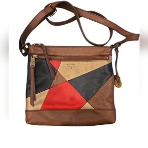FOSSIL LEATHER PATCHWORK  CROSSBODY BAG.